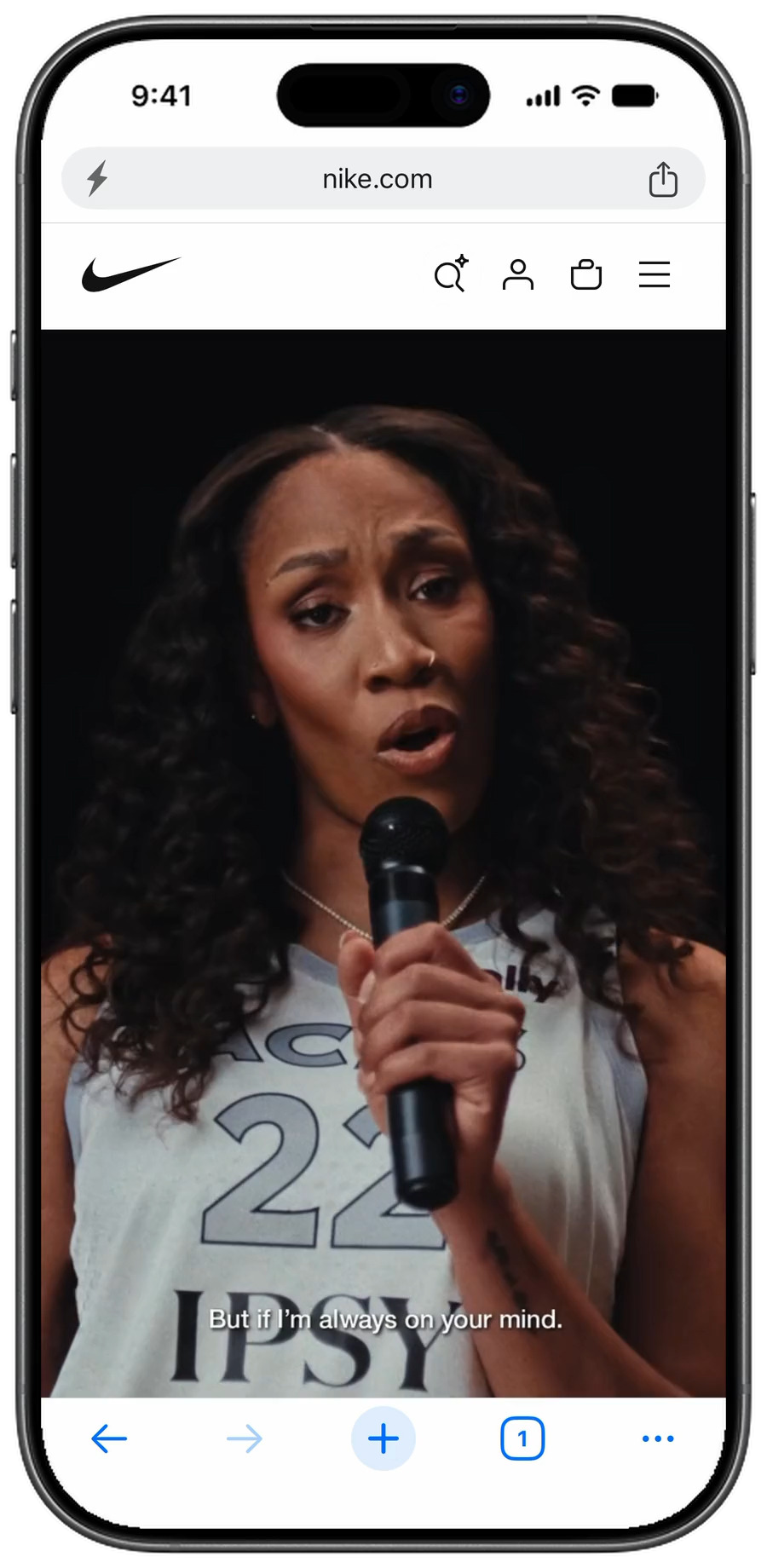 nike.com's hero film playing in Surge for iPhone