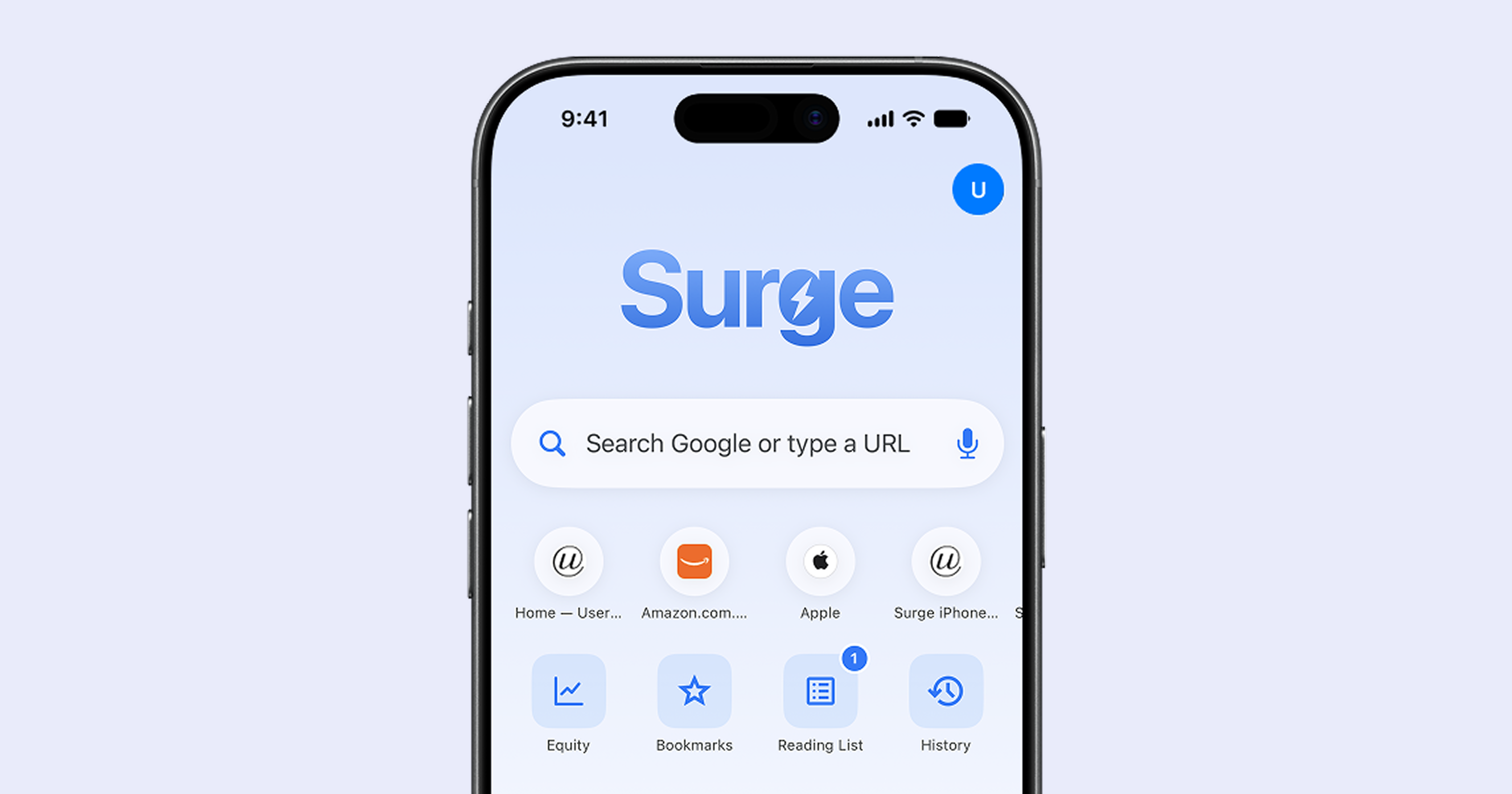Surge for iPhone open on an iPhone